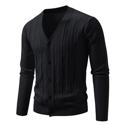 2025 New Knit Cardigan Men Korean Style Fashion Smart Casual V-Neck Knitted Sweatercoat Mens Solid Color Slim Sweater Outerwear
