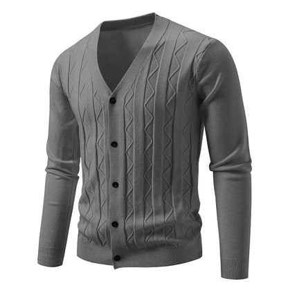 2025 New Knit Cardigan Men Korean Style Fashion Smart Casual V-Neck Knitted Sweatercoat Mens Solid Color Slim Sweater Outerwear
