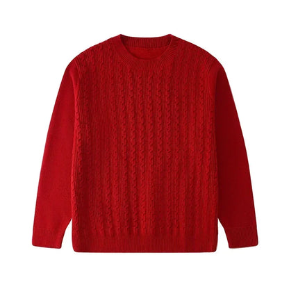 Knitted Cardigan New Year Family Matching Red Knit Clothes Christmas Mother and Daughter Father and Son Children Sweater Jumper