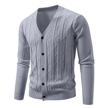 2025 New Knit Cardigan Men Korean Style Fashion Smart Casual V-Neck Knitted Sweatercoat Mens Solid Color Slim Sweater Outerwear