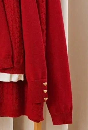 Knitted Cardigan New Year Family Matching Red Knit Clothes Christmas Mother and Daughter Father and Son Children Sweater Jumper
