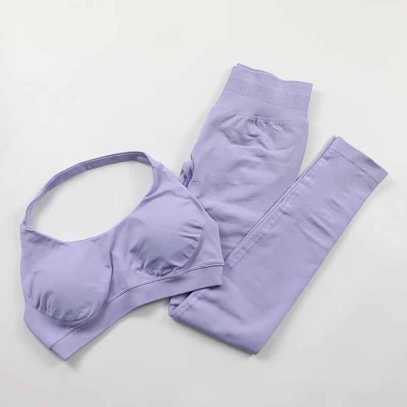 Yoga Sports Bra Leggings Gym Set Women's Seamless High ElasticBra Vest Buttock lift Shorts Set Daily Exercise Gym Sports Set