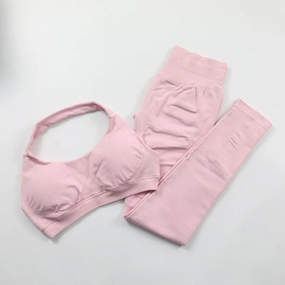 Yoga Sports Bra Leggings Gym Set Women's Seamless High ElasticBra Vest Buttock lift Shorts Set Daily Exercise Gym Sports Set