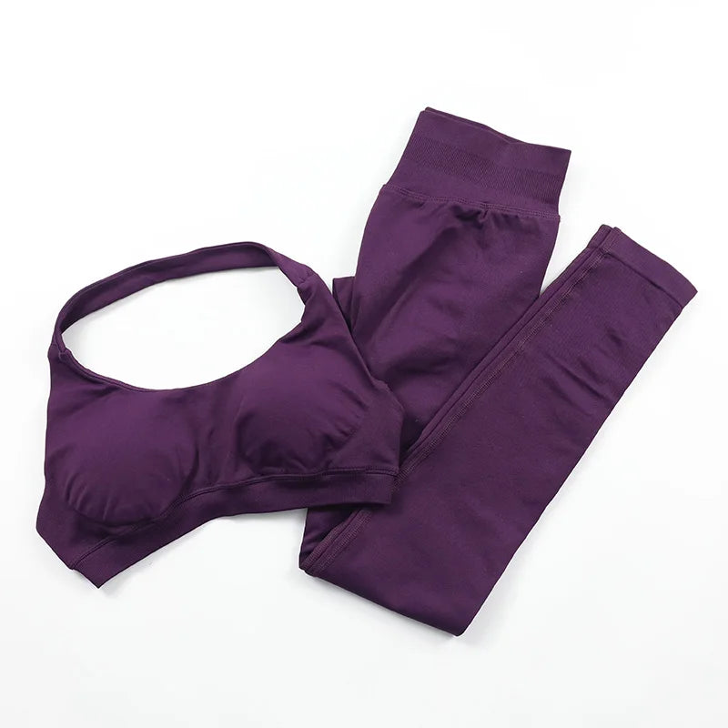Yoga Sports Bra Leggings Gym Set Women's Seamless High ElasticBra Vest Buttock lift Shorts Set Daily Exercise Gym Sports Set