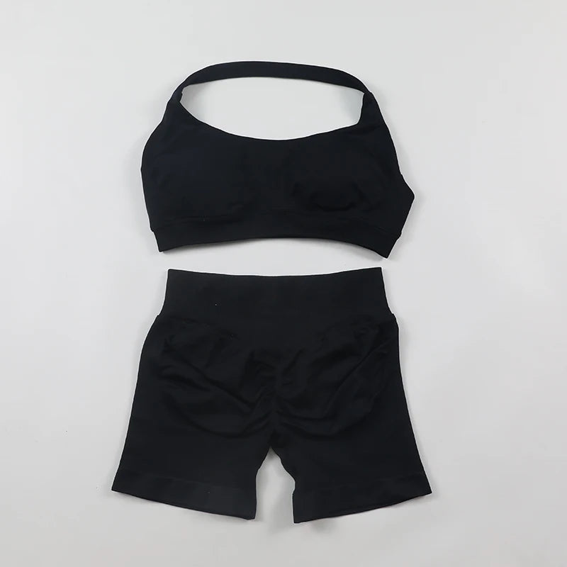 Yoga Sports Bra Leggings Gym Set Women's Seamless High ElasticBra Vest Buttock lift Shorts Set Daily Exercise Gym Sports Set