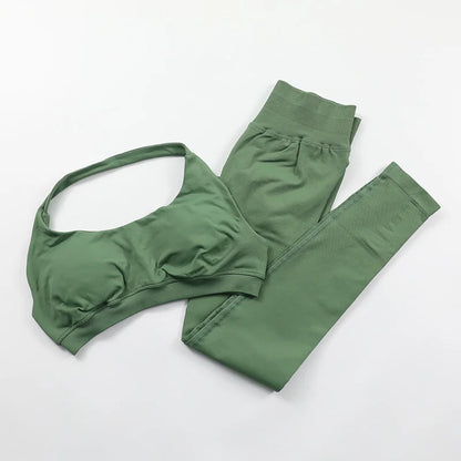 Yoga Sports Bra Leggings Gym Set Women's Seamless High ElasticBra Vest Buttock lift Shorts Set Daily Exercise Gym Sports Set
